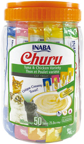 INABA Churu tubo cremoso de atún, recompensa sabrosa con alta humedad para gatos.
