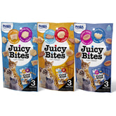 INABA Juicy Bites: paquete principal sin granos con textura jugosa para gatos.