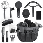 Inoreal kit cuidado caballos 12 piezas con organizador, ideal para limpieza diaria.
