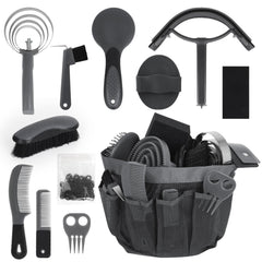 Inoreal kit cuidado caballos 12 piezas con organizador, ideal para limpieza diaria.