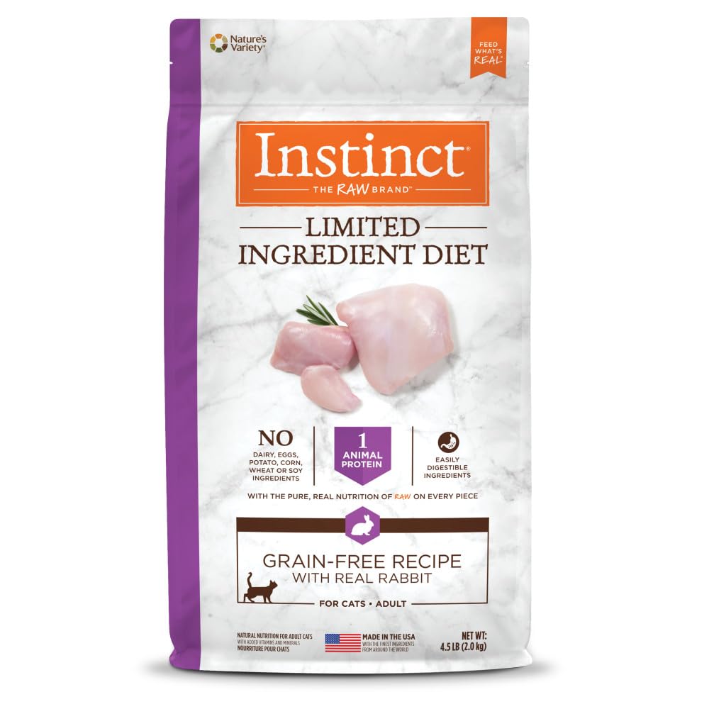 Instinct Dieta de Ingredientes Limitados con conejo real en bolsa de 4.5 lb, apta para sensibilidades.