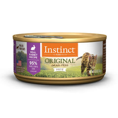 Instinct Original Conejo Real: lata de comida húmeda para gatos, sabor natural.