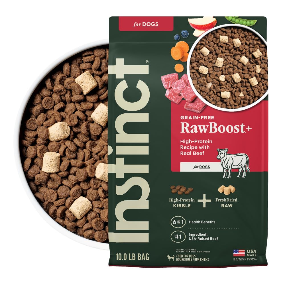 Instinct RawBoost bolsa de carne real, destacando proteína de alta calidad.