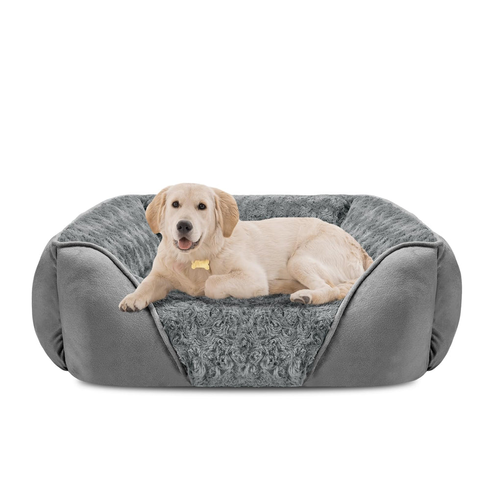 INVENHO Cama para perro grande con pelo rosado suave para mayor calor y confort.