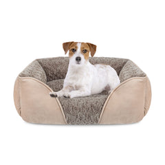 INVENHO cama para perro mediano con pelaje rosado, descanso suave.