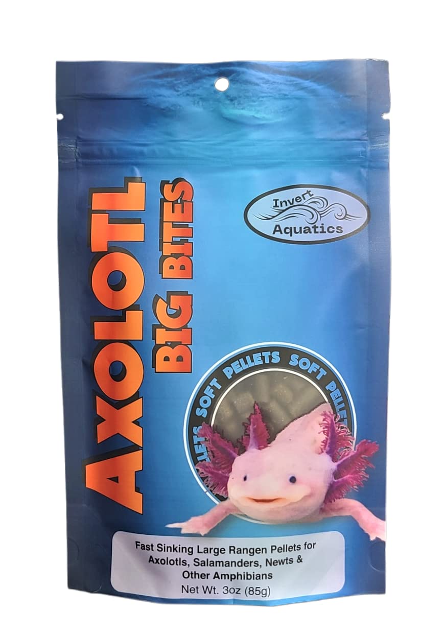 Pellets blandos de Invert Aquatics para axolotls grandes, consumo fácil y agradable.