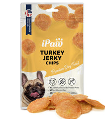 iPaw chips de pavo para perros en primer plano, premio sabroso para entrenamiento