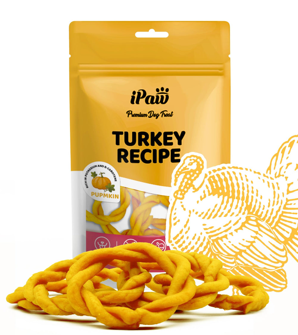 iPaw Premios de pavo: anillo con calabaza, ideal para entrenamiento diario.