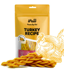 iPaw Premios de pavo en trenza de calabaza para entrenamiento.