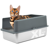 iprimio xl caja de arena acero inoxidable con tapa, fácil limpieza y alto rendimiento.