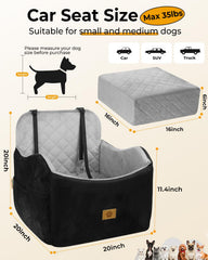 Ishineon asiento de coche para perro pequeño con correa ajustable para mayor seguridad
