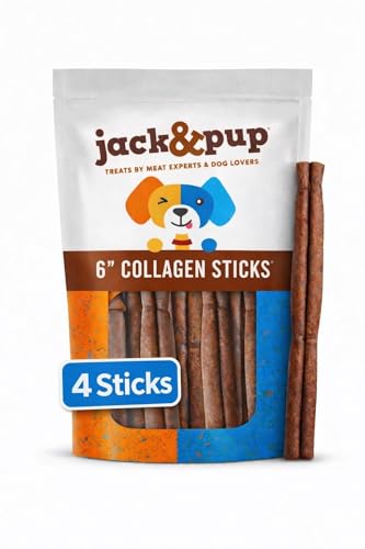Palitos de colágeno Jack&Pup para perros de 6 pulgadas, diseño duradero.