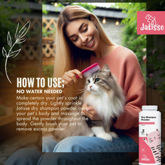 Piel hidratada del gato gracias a Jatisse polvo seco con lavanda.