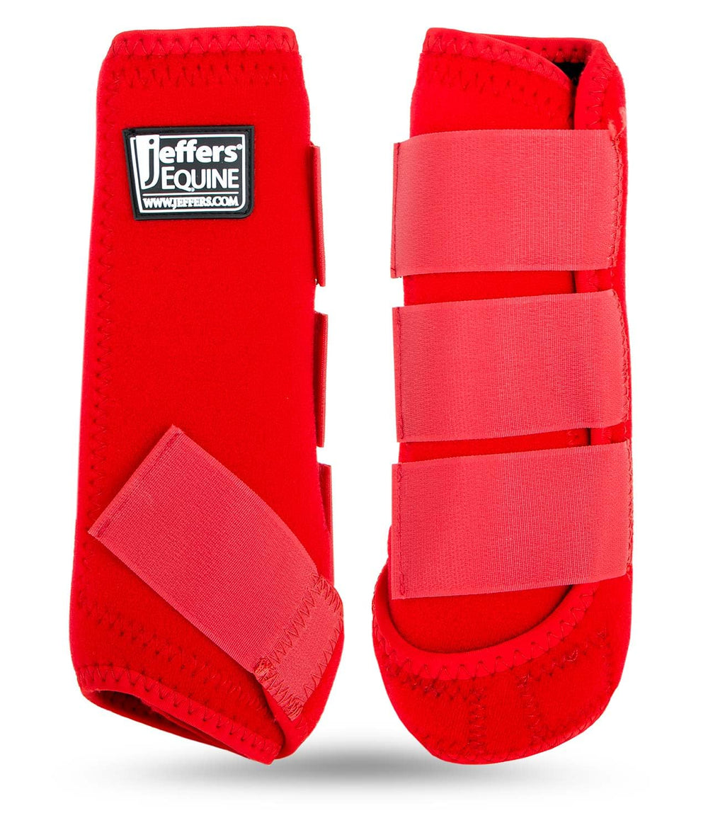 Jeffers botas protectoras para caballo rojas, protección de piernas delanteras y traseras durante entrenamiento.