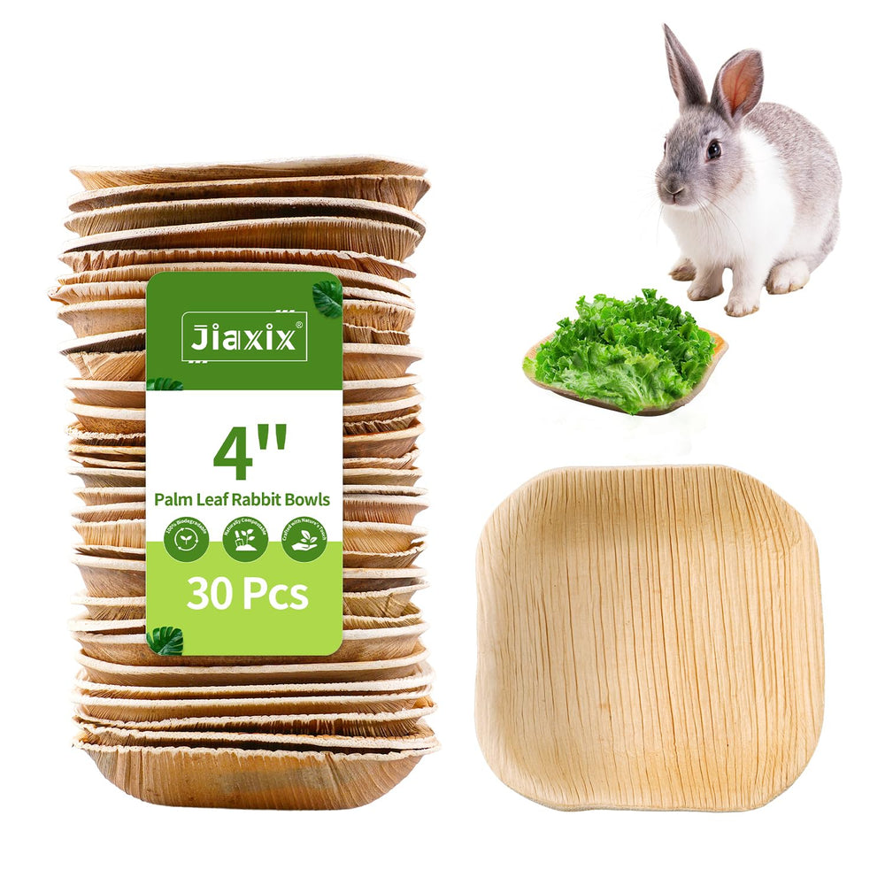 Jiaxix cuenco de hoja de palma de 4 pulgadas, ideal para comida de conejos.