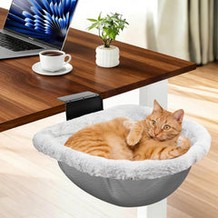 Cama de escritorio JinxZap con abrazadera pesada mantiene estable la hamaca para gato.