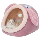 Jiupety cama gato cueva rosa: refugio cálido para felinos de 6-10 libras.