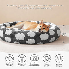 JOEJOY cama para gato redonda con diseño nube, interior acogedor