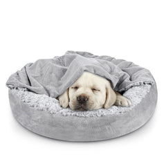 JOEJOY Cama para perrito con capucha, descanso cómodo y privacidad.