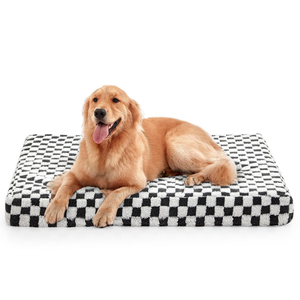Cama JOEJOY para perro grande con estampado a cuadros moderno para descanso relajante.