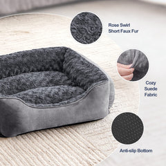 JOEJOY cama para perro rectangular, tejido suave tipo ante para calidez y confort.