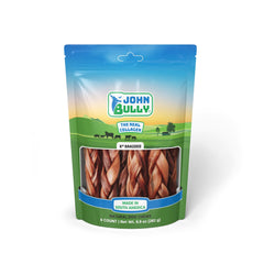 John Bully Colágeno trenzado de 6 pulgadas, snack para perros activos