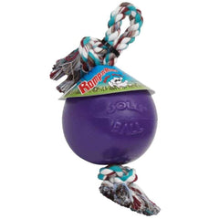 Jolly Pets Romp-n-Roll con cuerda y bola, ideal para juego activo al aire libre.