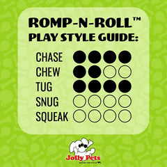 Jolly Pets Romp-n-Roll: material resistente y seguro para mascotas.
