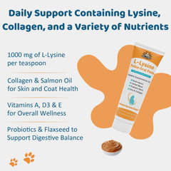 L-Lisina para gatos con colágeno, piel y pelaje saludables.