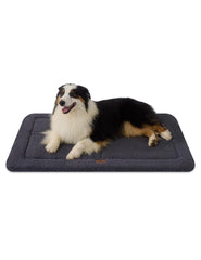 Joydeco cama para perro en crate de bajo perfil con tejido plush suave.