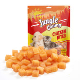 Snack Jungle Calling de pechuga de pollo en tiras, alto en proteína para entrenamiento suave.