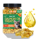 Just Try premios de hierba para gato con aceite de salmón para sabor y digestión