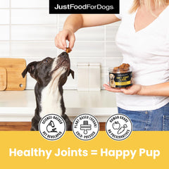 JustFoodForDogs superalimentos: arándanos, brócoli y zanahoria para nutrición.