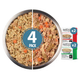 JustFoodForDogs complemento-variedad res y pollo ofrece palatabilidad y nutrientes.