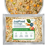 JustFoodForDogs congelado pollo-arroz completa, opción de plato principal para perros con sabor apetecible