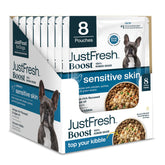 JustFoodForDogs JustFresh Boost Piel Sensible en empaque práctico para mantener fresco.