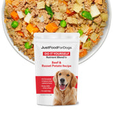 JustFoodForDogs Mezcla Nutritiva en frasco para comidas caseras.