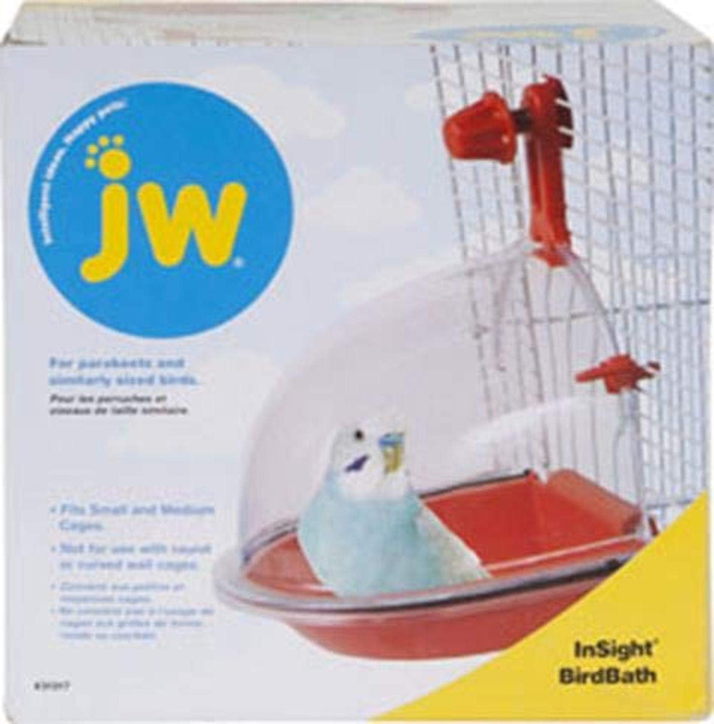 JW Insight Bird Bath: base llamativa para jaula, aporta color y curiosidad durante el baño