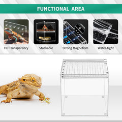 KAKOOTI Terrario reptil acrílico, vista 360 grados para supervisar comportamiento.