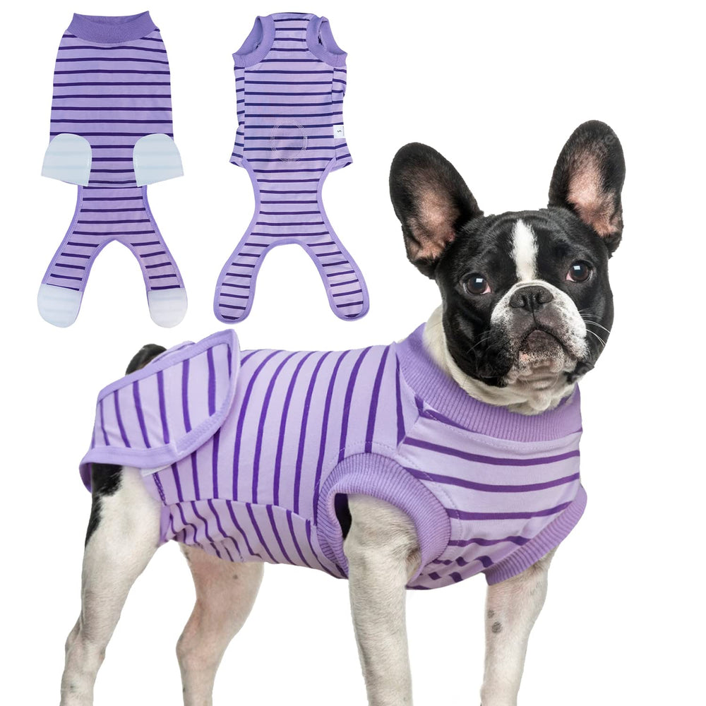 KAROKU traje de recuperación para perros, vista frontal con cierre, cómodo y seguro