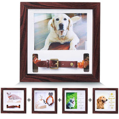 KCRasan marco memorial para mascotas con collar y foto en caoba
