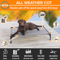 K&H Pet Products cama cot con malla transpirable para uso interior o exterior.