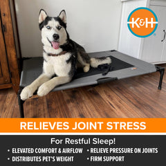 K&H Pet Products cama elevada de estructura metálica, soporte robusto para perros grandes.