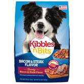 Kibbles n Bits bolsa de alimento seco tocino y bistec, sabor irresistible para perros.
