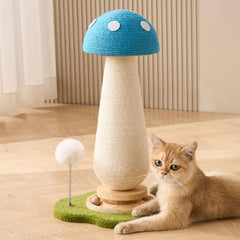 Rascador Mushroom de Kicari para gatos con poste de sisal y amplia área de rascar