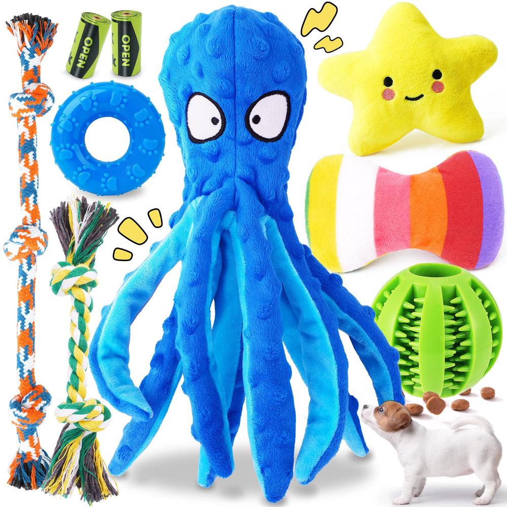 Juguete pulpo chirriante de KIPRITII para cachorros, ideal para juego interactivo.