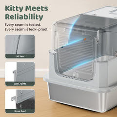KittyLetto con puerta frontal abierta facilita la limpieza sin desorden.