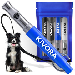 KIVORA silbato para perros en azul de acero inoxidable 304, ideal para entrenamiento a distancia.