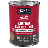 KOHA beef-entree en lata de 13 onzas; lote de 12, carne real para perros con dieta limitada