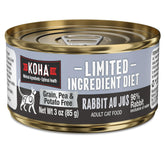 KOHA lata conejo-en-jugo, ideal para estómagos sensibles.